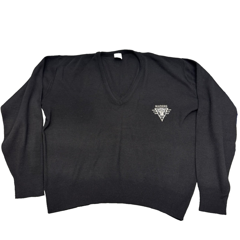 Vintage 80s Men's L NFL Football Los Angeles Raiders Black Fans Sweater USA Made